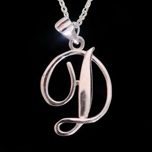 925 STERLING SILVER INITIAL "D" PENDANT CURSIVE SCRIPT
